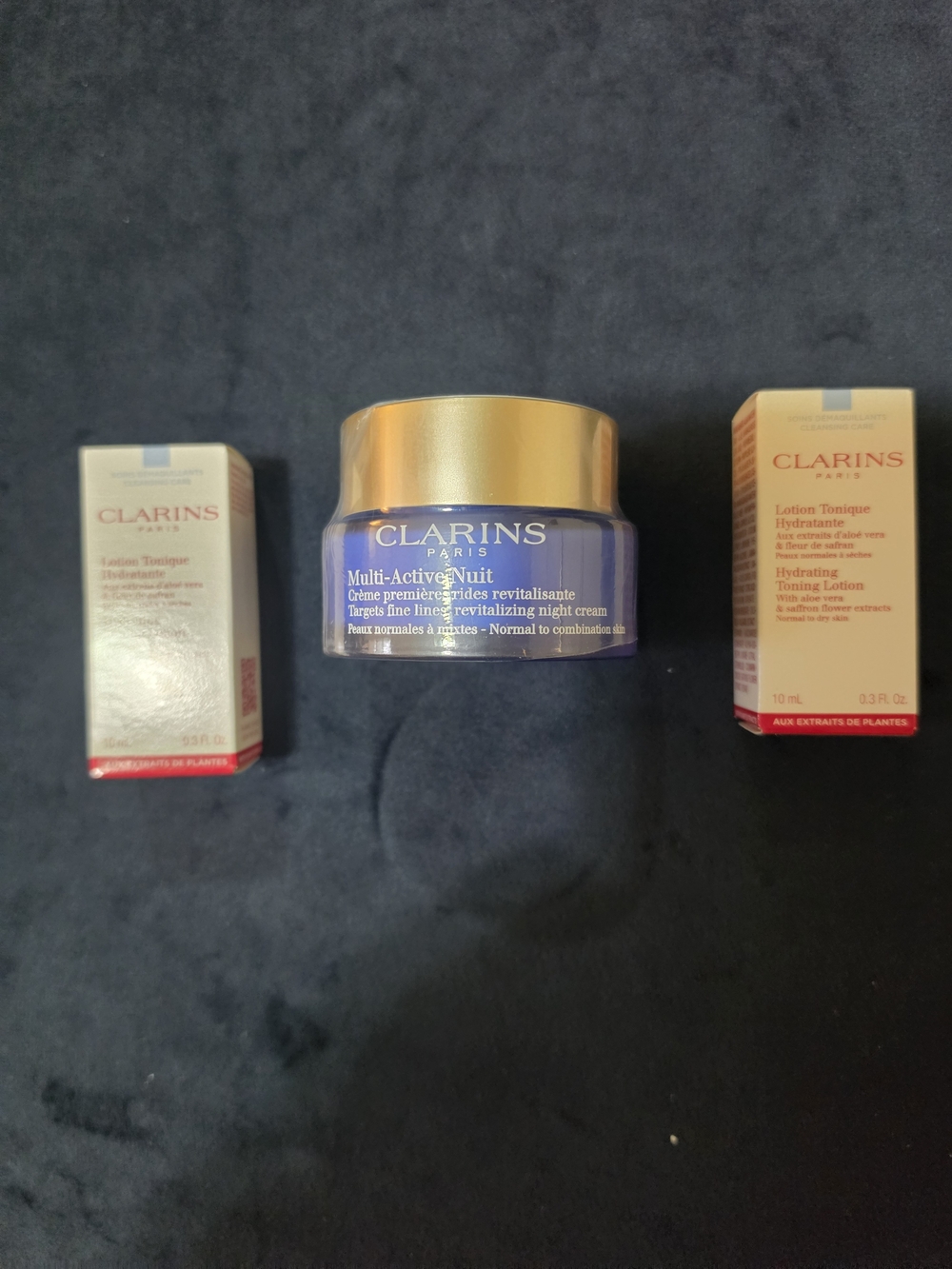 Clarins Multi-Active Nuit Night Cream Set Blue & Gold NWT